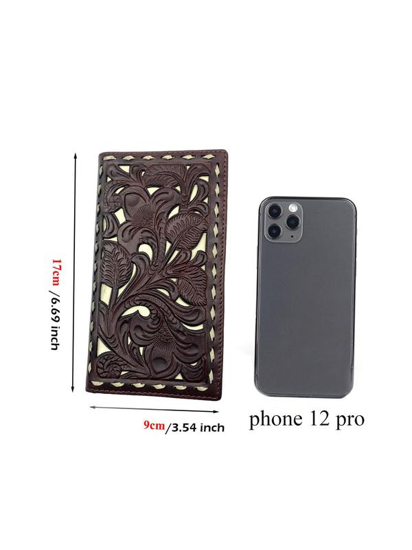 Fashionable Spring Vintage Style Floral Embossed Long Wallet, New Trend Ethnic Pattern Long Wallet, Men's Casual Portable Multi Card Slots Card Holder for Daily Used