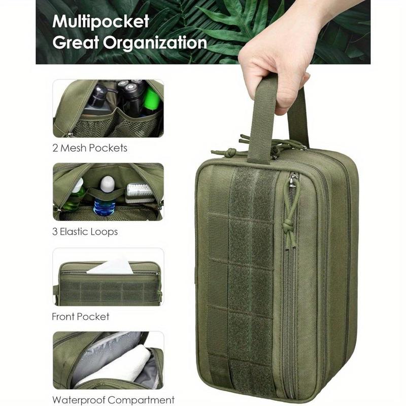 Toiletry Bag for Men - Dry Wet Separate Travel Toiletry Bag, Tactical Molle Dopp Kit for Men with Large Capacity, Water-Resistant Shaving Bag for Adult Women for Travel, Green