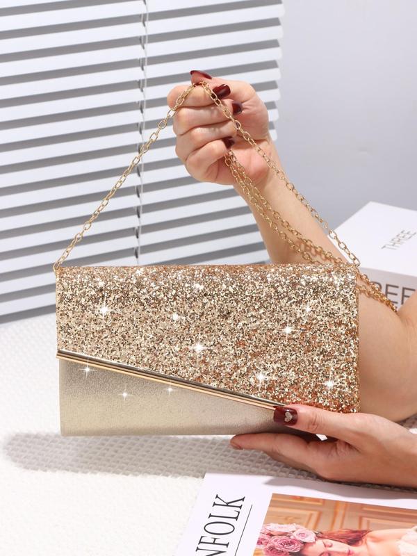 Women's Elegant Glitter Evening Bag, Exquisite Trendy Chain Strap Clutch Bag As Gifts, Fashionable Bag for Party Decoration