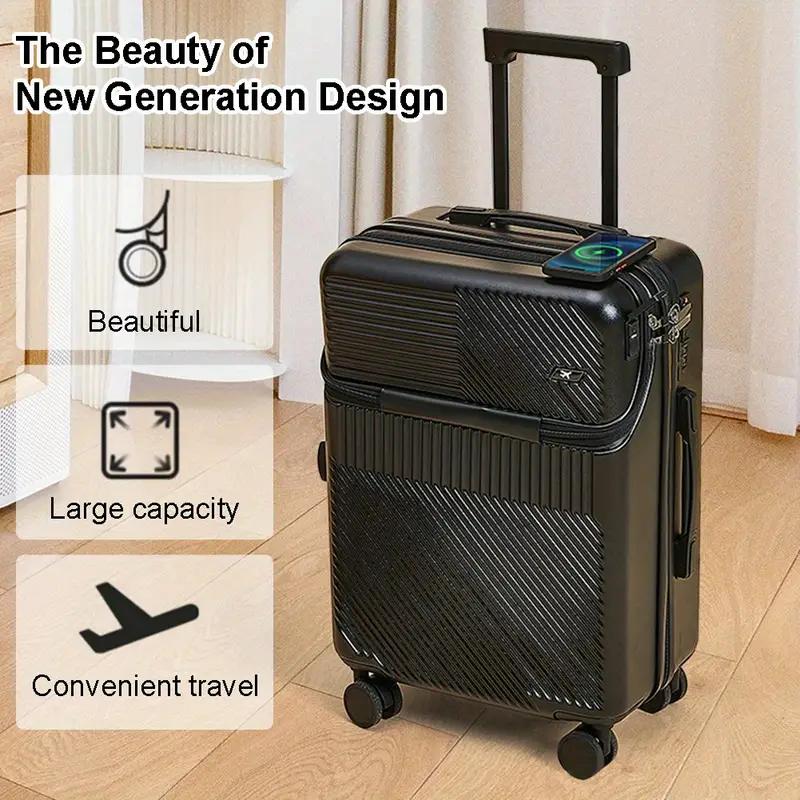 20-Inch Hard Shell Carry-On Luggage with USB Charging Port, TSA Lock, Cup Holder, Hook, and Wheels