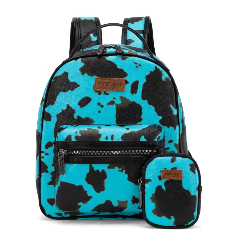 Wrangler Cow Print Backpack Cute Daypacks Large Bookbag Purse for Women