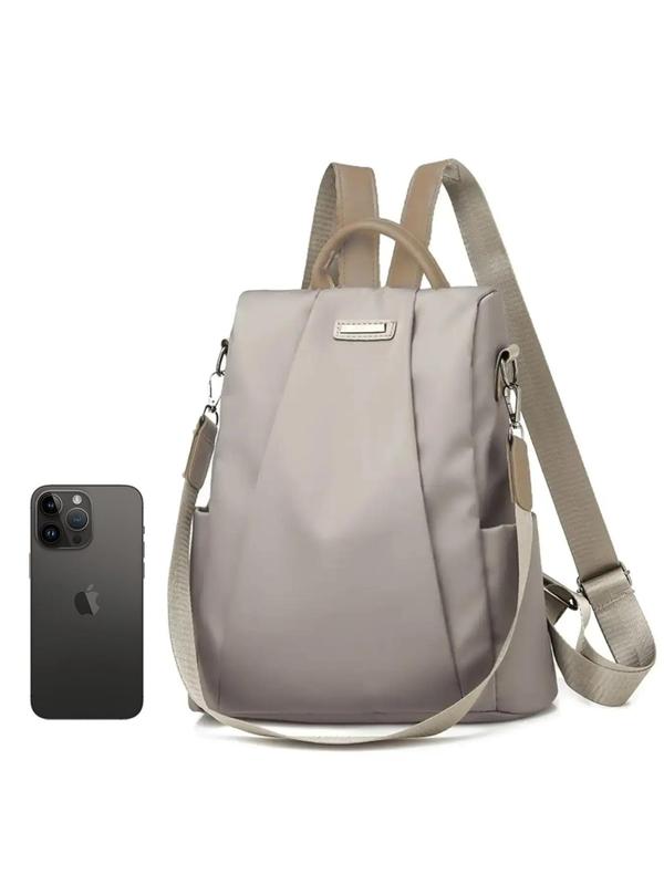 Simple Plain Backpack, Casual Waterproof Backpack with Adjustable Strap, Fashionable Backpack for School & Travel