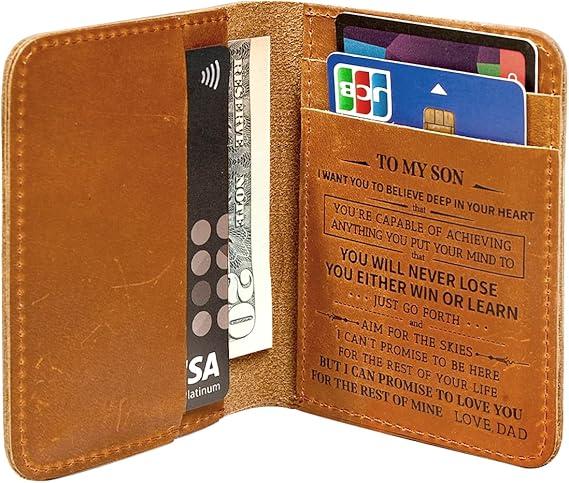 To My Son RFID Blocking Wallet, Father And Son Gifts, Mens Wallet Leather, Slim Minimalist Wallets, Unique Gifts For Him, Christmas Birthday Gifts For Men, Graduation Gifts For Son From Dad