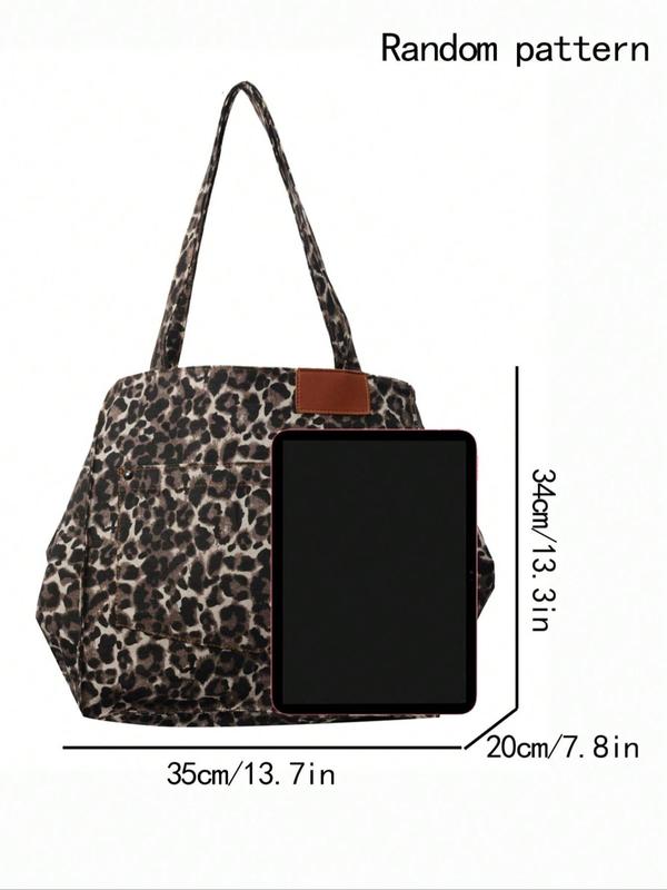 Women's Fashion Leopard Print Tote Bag, Casual Large Capacity Shoulder Bag for Women & Girls, Trendy All-match Shoulder Bag for Daily & Work Use