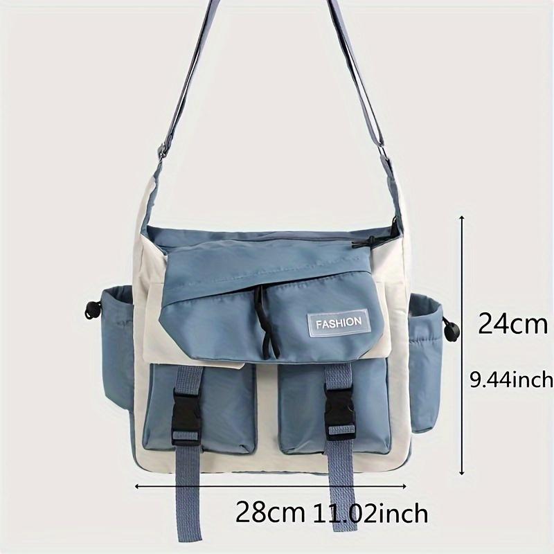 Japanese Casual Messenger Bag, Contrast Color Versatile Crossbody Bag, Men's And Women's Casual Shoulder Bag