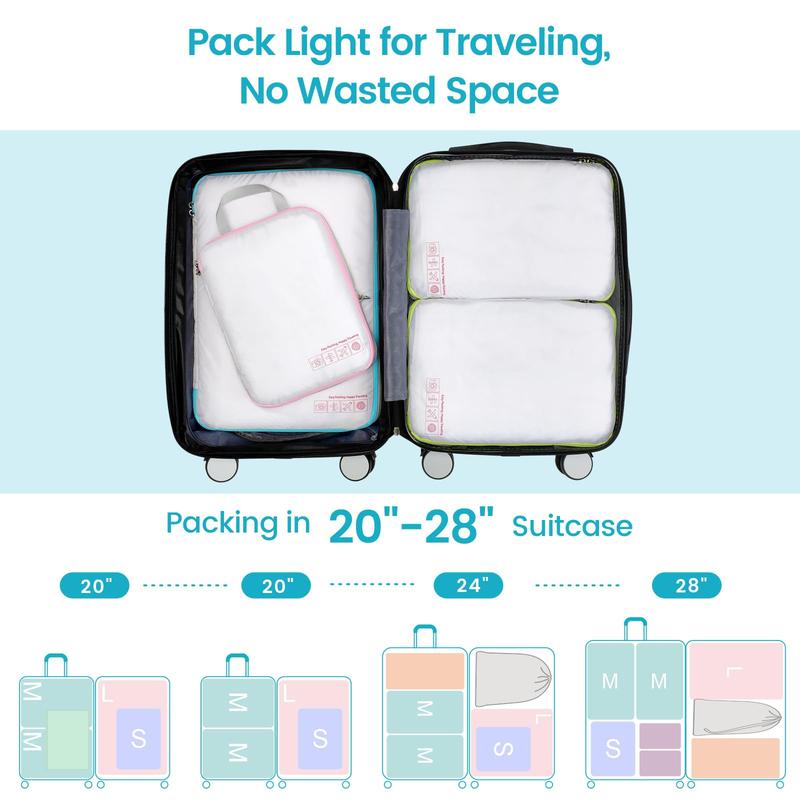 Compression Packing Cubes for Suitcases, 4 Set Travel Essentials for Travel Organizer Cubes, Lightweight Luggage Suitcase Packing Organizer Bags Lightweight Travel compression  cubes luggage  organization