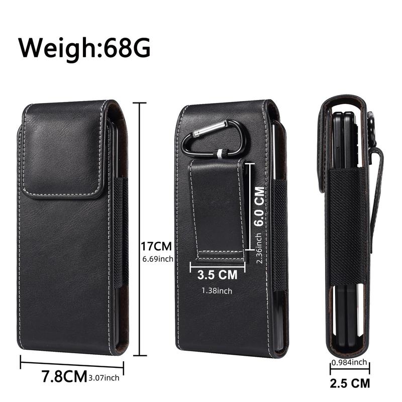 PU Leather Phone Case with Belt Clip, Universal Mobile Phone Case, Fashion Phone Storage Waist Bag for Samsung Galaxy Z Fold 6, 5, 4, 3, Huawei Matex Vivo X Fold2