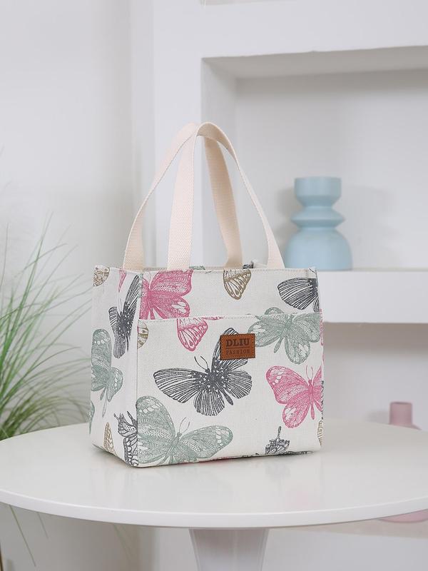 Floral Pattern Lunch Bag, Portable Insulated Lunch Bag with Handle, Lunch Box Bag for Work, School, Travel, Picnic