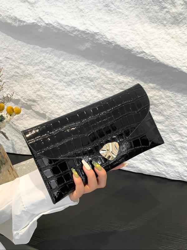 Women's Elegant Crocodile Embossed Clutch, Envelope Clutch, Trendy Versatile High-quality Daily Commuting Bag, Girl Fashionable Shopping Bag