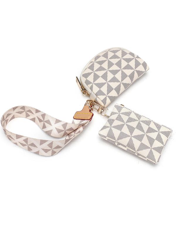 Women's Fashionable Geometric Pattern Zipper Coin Purse & Key Holder, Casual Versatile Pvc Coin Purse & Key Holder, Trendy All-match Wallet for Daily Use