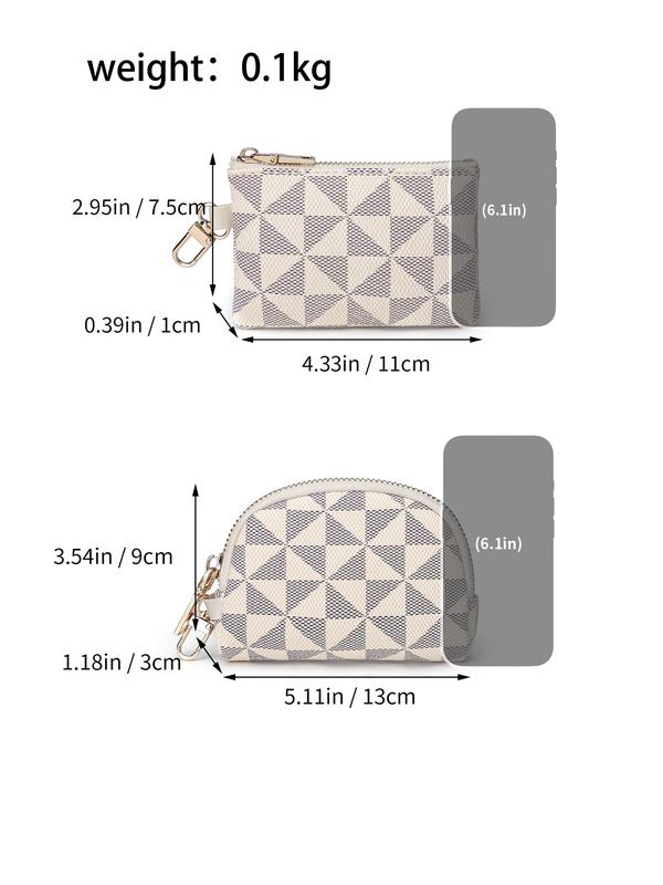 Women's Fashionable Geometric Pattern Zipper Coin Purse & Key Holder, Casual Versatile Pvc Coin Purse & Key Holder, Trendy All-match Wallet for Daily Use