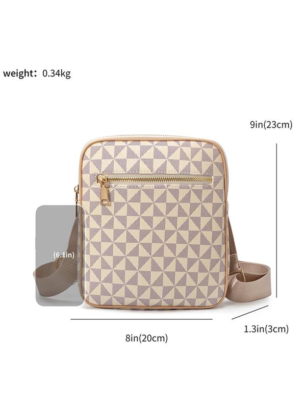 Summer Presbyopia Old Money Style Casual All Over Print Zipper Crossbody Bag, Minimalist Business Fashion Shoulder Bag, Men's Work Bag for Daily Use As Gift