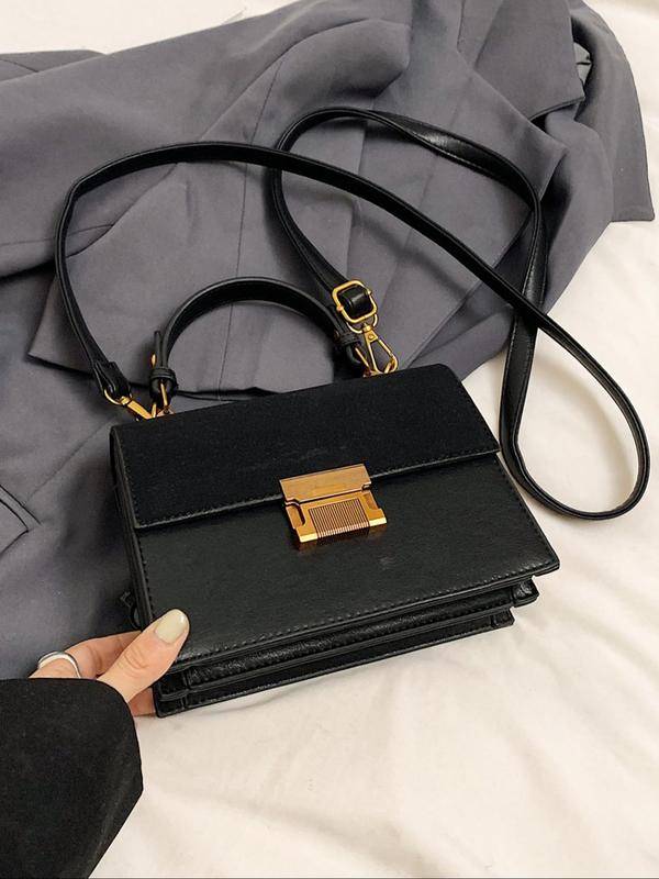 Women's Elegant Solid Color Handbag, Fashionable PU Leather Crossbody Bag for Daily Used, Casual Trendy Versatile High-quality Daily Commuting Bag