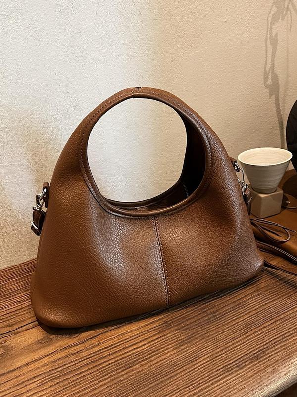 Women's Fashionable Solid Color Handbag, Casual Versatile Zipper Hobo Bag for Daily Used, Trendy All-match Commuter Bag