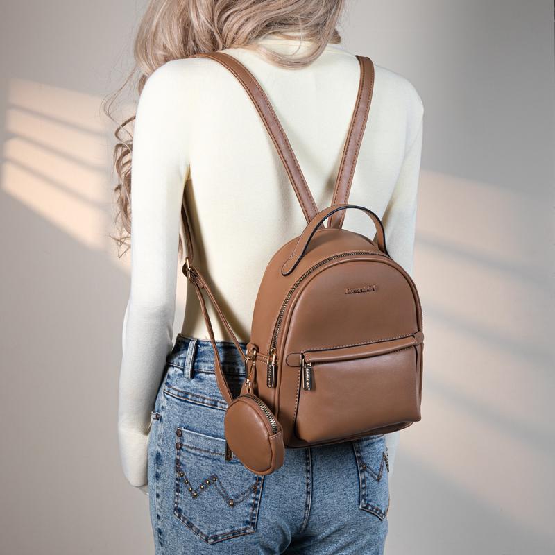 Montana West Mini Fashion Backpack, soft PU Leather, Lightweight Design and Detachable Round Coin Purse