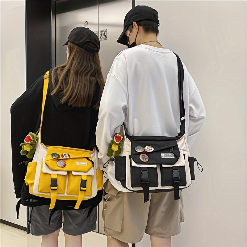 Japanese Casual Messenger Bag, Contrast Color Versatile Crossbody Bag, Men's And Women's Casual Shoulder Bag