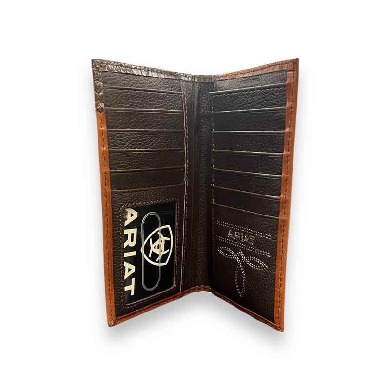 Men's Rodeo Wallet Checkbook Cover - Two Tone Tooled Leather