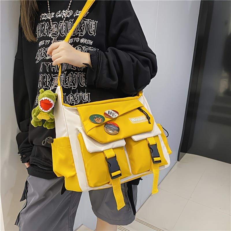 Japanese Casual Messenger Bag, Contrast Color Versatile Crossbody Bag, Men's And Women's Casual Shoulder Bag