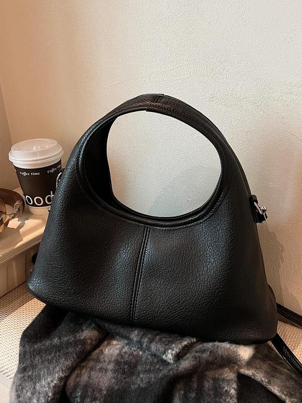 Women's Fashionable Solid Color Handbag, Casual Versatile Zipper Hobo Bag for Daily Used, Trendy All-match Commuter Bag