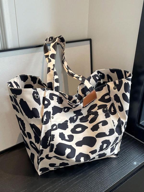 Women's Fashion Leopard Print Tote Bag, Casual Large Capacity Shoulder Bag for Women & Girls, Trendy All-match Shoulder Bag for Daily & Work Use