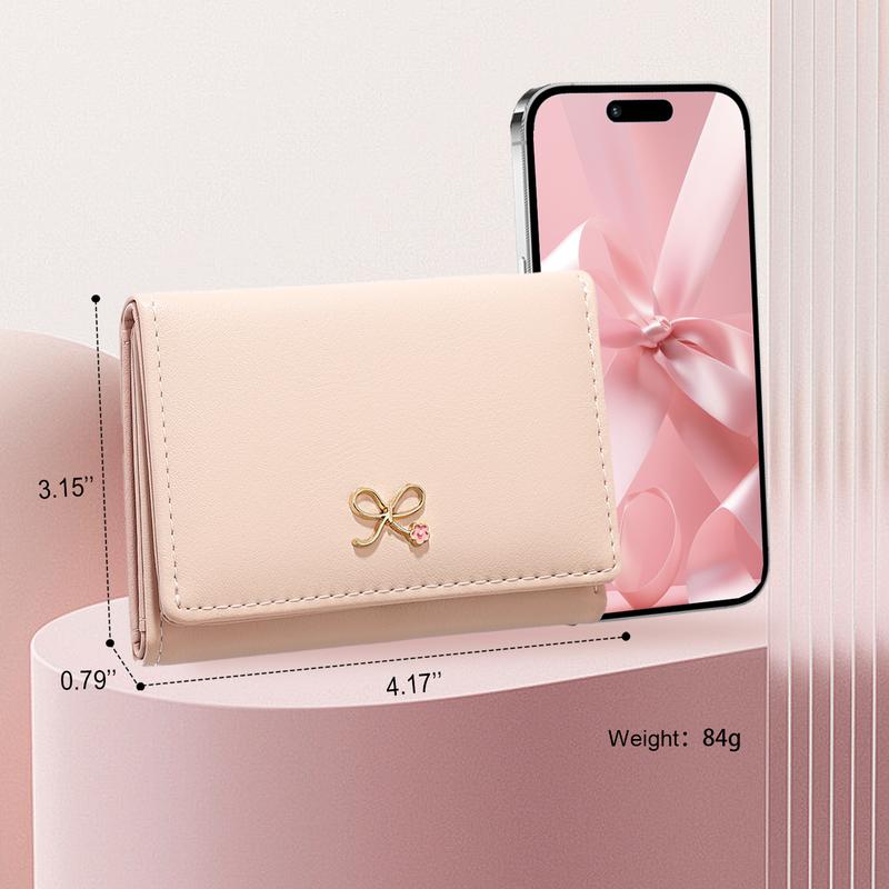 Girls Cute Wallet Coquette Bow Wallet Small Wallet Slim Credit Card Holder ID Window for Women