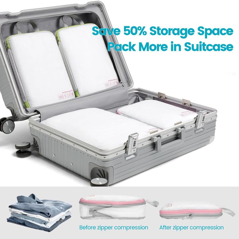 Compression Packing Cubes for Suitcases, 4 Set Travel Essentials for Travel Organizer Cubes, Lightweight Luggage Suitcase Packing Organizer Bags Lightweight Travel compression  cubes luggage  organization