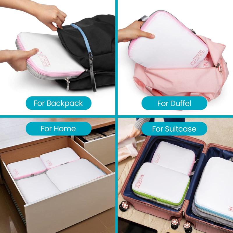 Compression Packing Cubes for Suitcases, 4 Set Travel Essentials for Travel Organizer Cubes, Lightweight Luggage Suitcase Packing Organizer Bags Lightweight Travel compression  cubes luggage  organization