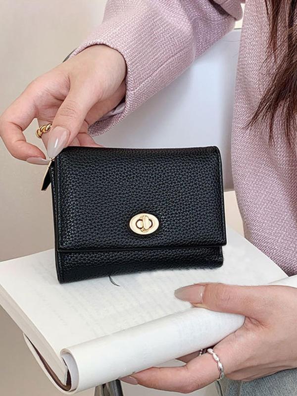 Women's Solid Lychee Pattern Bifold Wallet, Fashionable Multi-card Slot Wallet for Daily Used, Casual Trendy Versatile High-quality Daily Wallet