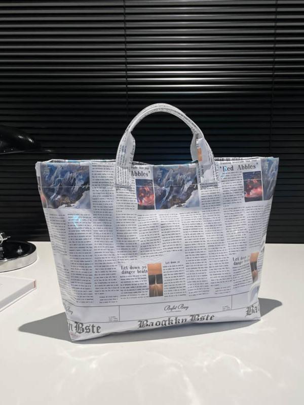 Women's Fashion Newspaper Design Tote Bag, Large Capacity Waterproof Handbag, Casual Trendy Versatile High-quality Daily Commuting Bag, Girl Fashion Shopping Bag