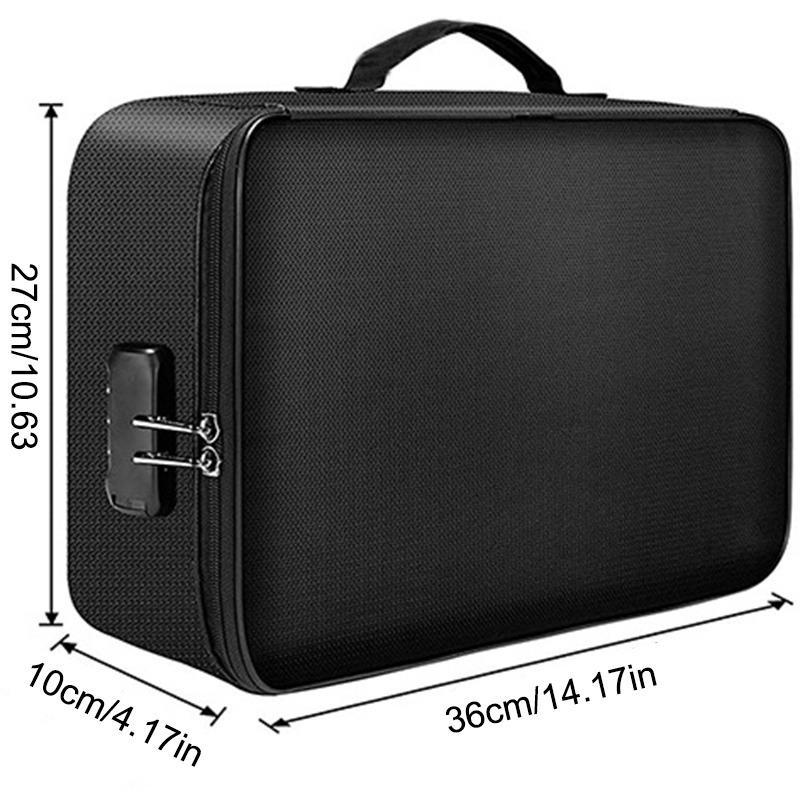 Multi-layer Storage Bag with Lock, 1 Count Document Storage Bag, Portable Travel Document Organizer with Lock