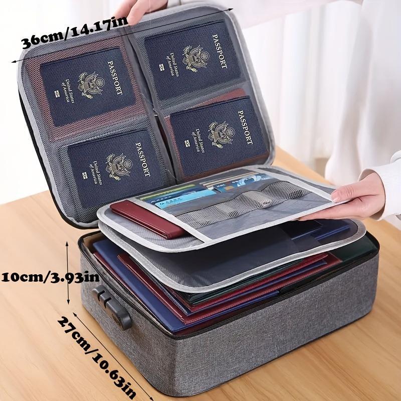 Multi-layer Storage Bag with Lock, 1 Count Document Storage Bag, Portable Travel Document Organizer with Lock