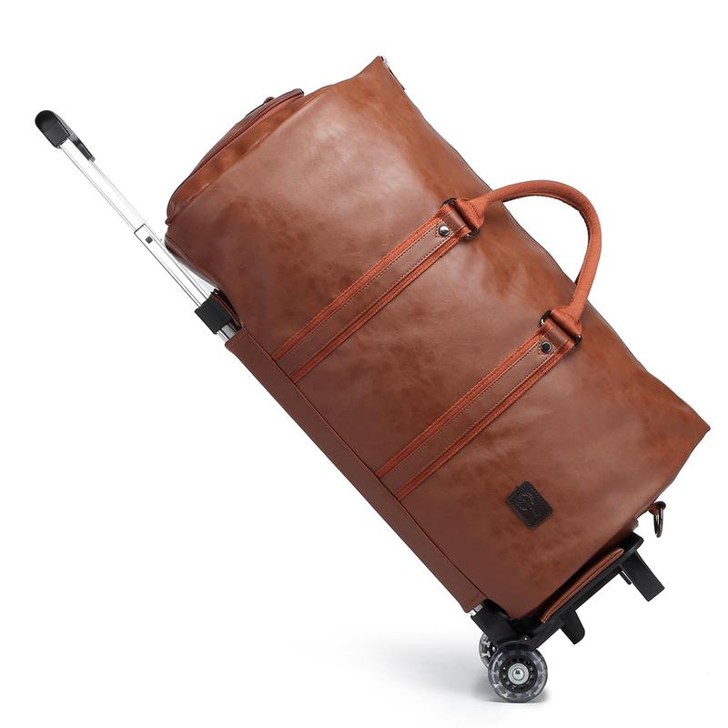 SEYFOCNIA Rolling Garment Bag Roller Duffle Bag with Wheels Rolling Garment Bags for Travel 3 in 1 Garment Bag Carry On Bag Weekender Bags Garment Duffel Bag for Men or Women-Brown dustproof unisex travel bags