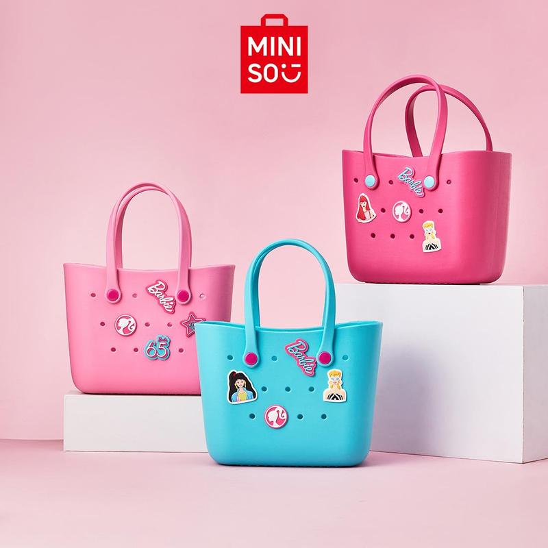 Barbie Daylight Shiny Series 3 Colour Bento BagCute Crocs Design Durable Lunch Bags For GirlsSuitable Size Pink Pale Pink Blue Cute Bento BagsWith Handle