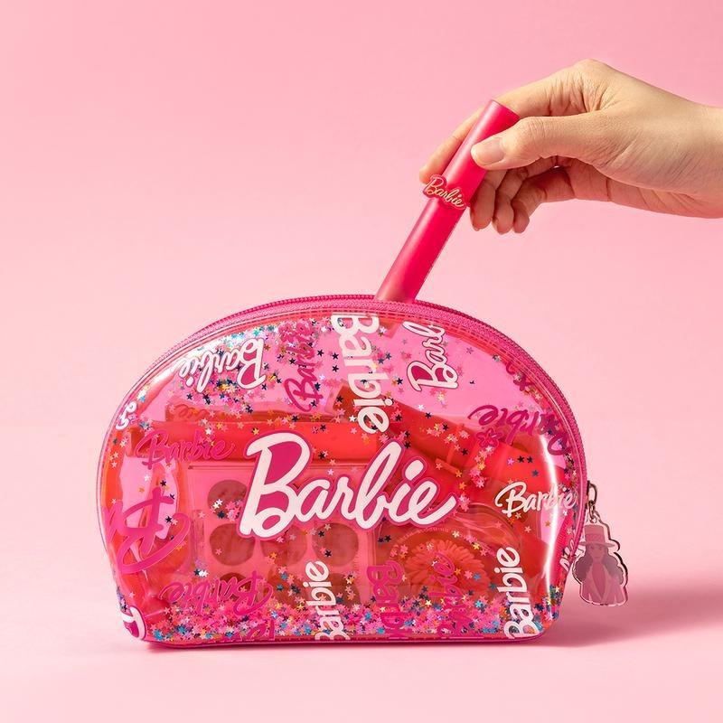 [Holiday Special]  Barbie Meteor Shell Cosmetic Bag for Women - Large Capacity Makeup and Toiletry Bag, PVC Material Waterproof Pink and Blue Portable Storage Bag from the Barbie Daylight Shiny Series