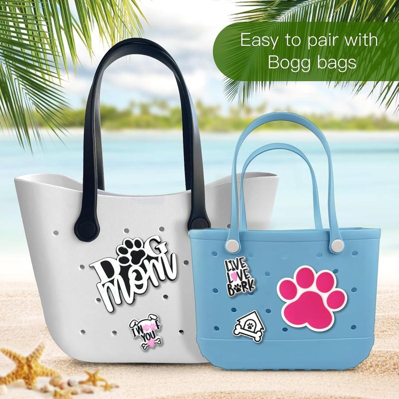 5 count Summer Dog  Baseball Flower Fruit Charms for Bogg Bag, PVC Rubber Totes Inserts Charms Accessories for Handbag Beach Tote Bag