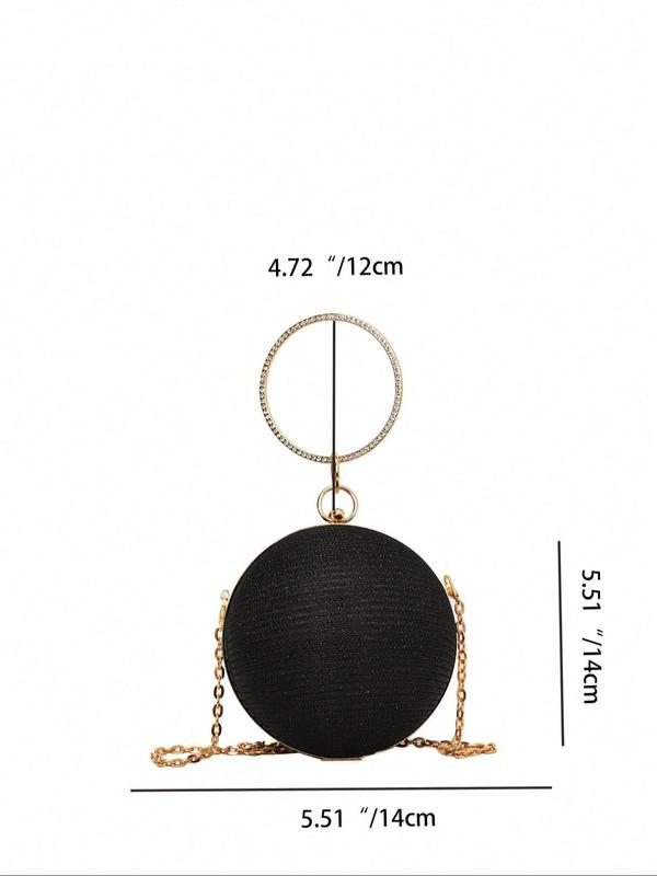 Fashion Rhinestone Decorated Round Handbag, Elegant Glitter Round Ball Evening Bag for Party, Banquet, Spring Gift for Women Girl