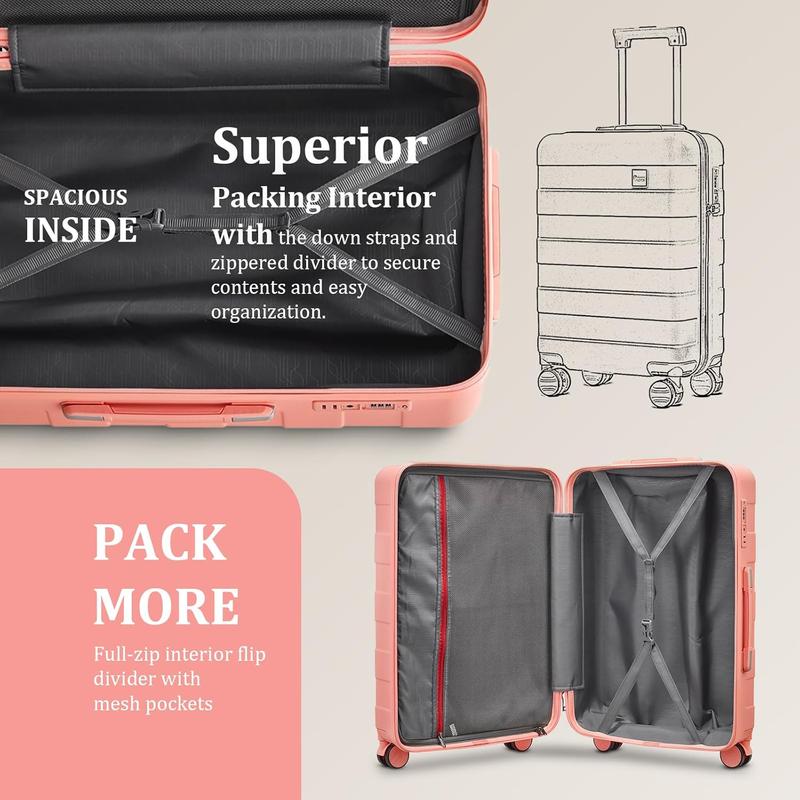 Carry on Luggage 20 IN Carry-on Suitcase Set with Spinner Wheels, TSA Lock and Hardside Construction - Lightweight Rolling Travel Luggage