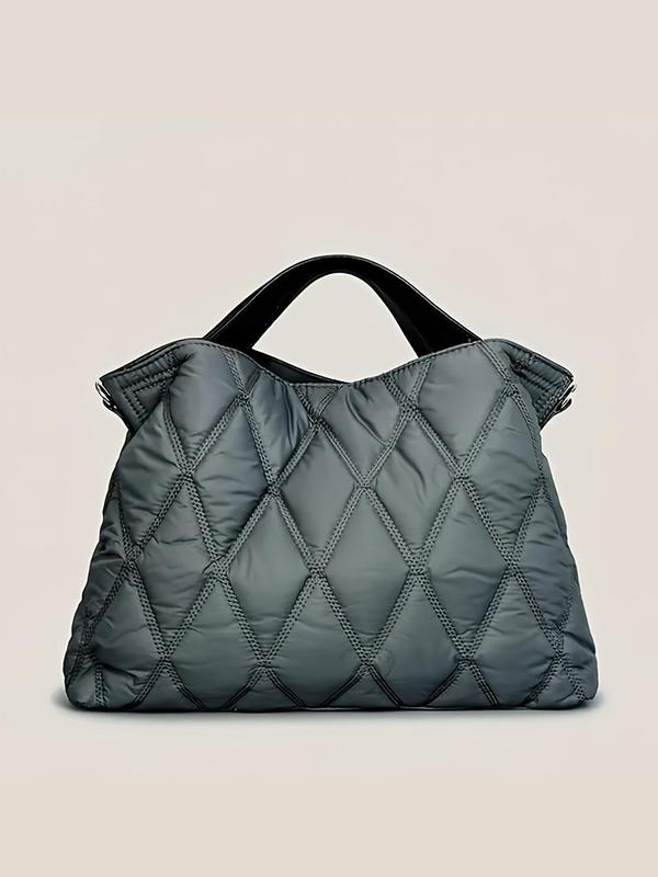 Women's Fashionable Puffer Quilted Tote Bag, Soft Padded Handbag for Women, Rhombus Shoulder Crossbody Bag, Casual Trendy Versatile High-quality Daily Commuting Bag