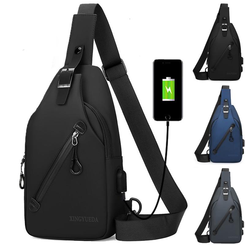 Sling Backpack with USB Charging Port, Chest Bag Crossbody Daypack Shoulder Bag for Men, Hiking, Cycling, Travel