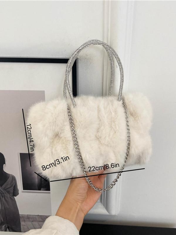 Women's Elegant Ruched Design Fluffy Handbag, Fashion Solid Color Shoulder Bag for Daily Used, Casual Trendy Versatile High-quality Daily Commuting Bag