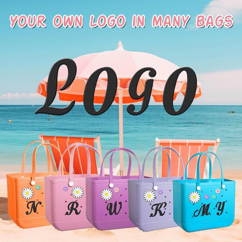 5 count Letter Charms for Bogg Bag Accessories Bogg Bag Insert Clips Charm Decorative Alphabet Charm for Handbag Beach Tote Bag Simple Modern Beach Bag Rubber Tote Bag