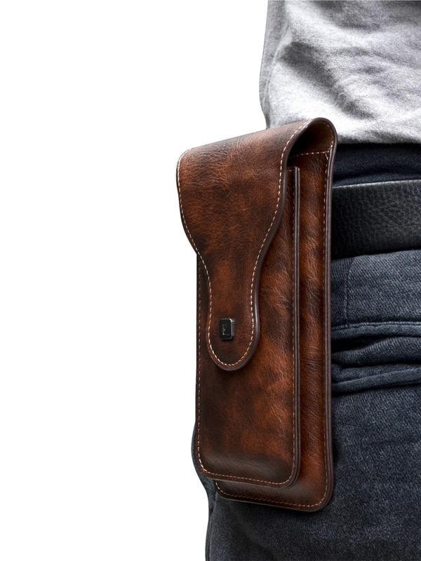 Men's Solid Color Textured Pu Phone Wallet Belt Bag, Vintage Fashion Phone Wallet Belt Bag for Daily Use, a Fashionable Gift for Any Occasion