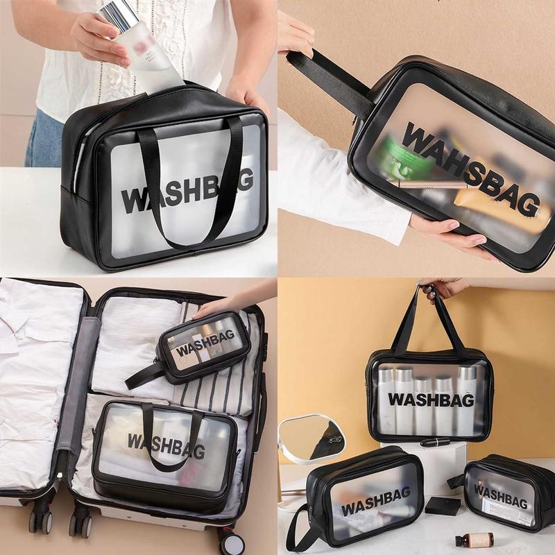 Makeup Storage Bag Set, 3pcs set Waterproof Travel Bag, Zipper Washbag with Handle, Cosmetic Storage Bag, Home Organizer for Bathroom