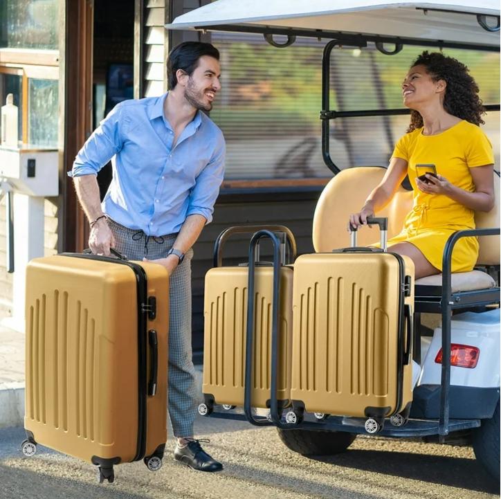 Zimtown 4 Piece Luggage Set, ABS Hard Suitcase Luggage Set, Double Wheels with TSA Lock, Carry-on Suitcase, Hand Luggage, Travel Luggage, Gift