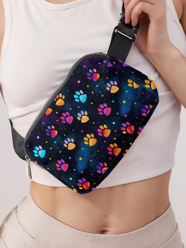 Cute Cat Paw Pattern Fanny Pack, Large Capacity Travel Organizer, Portable Travel Belt Bag, Casual and Stylish Fanny Pack with Zipper Closure