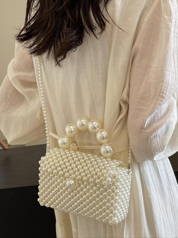 Women's Elegant Faux Pearl Decorated Evening Bag, 2024 New Style Exquisite Trendy Handbag, Fashionable Crossbody Bag for Party Decoration, Ideal for Daily Travel