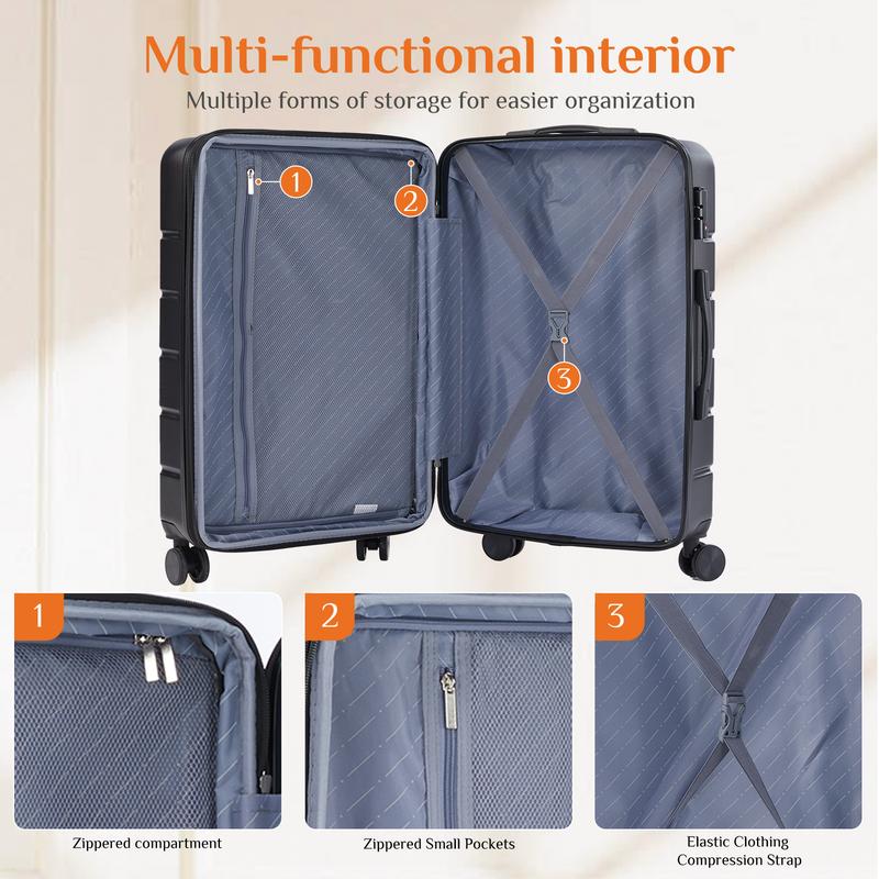 Carry on Luggage, Hard Shell ABS Suitcase with Double Spinner Wheels, Lightweight Expandable Rolling Luggage with TSA Lock