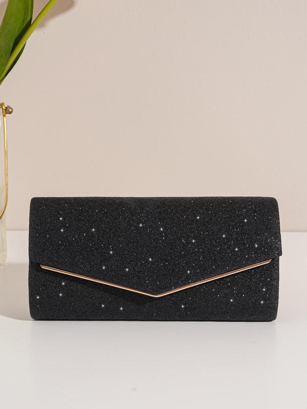 Glitter Evening Clutch With Chain, Women's Sparkling Jewelry Bag for Party