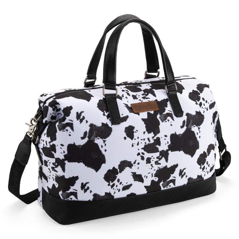 Wrangler Cow Print Duffle Bag for Women Oversized Travel Weekender Bag for Cow Lovers