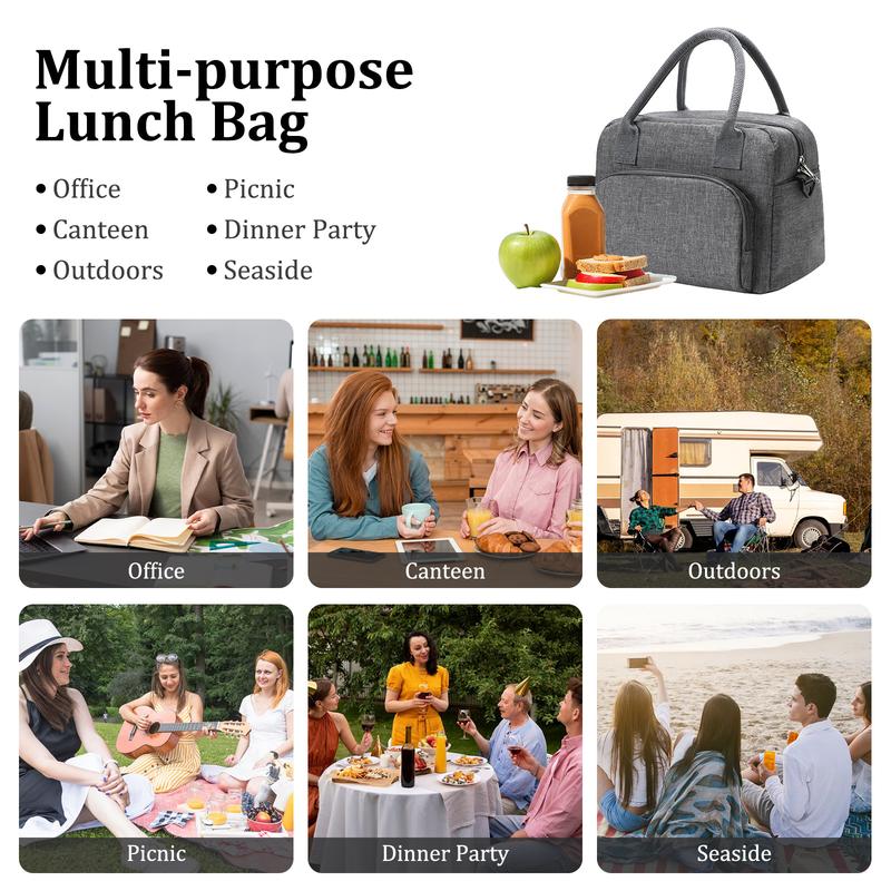 Reusable Lunch Box with Nylon Zip - Insulated Lunch Bag for Women and Men - Lightweight Design